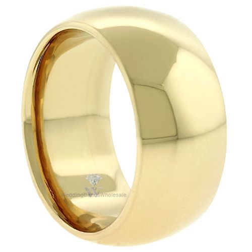 14k Yellow Gold 10mm Comfort Fit Dome Wedding Band Super Heavy Weight.