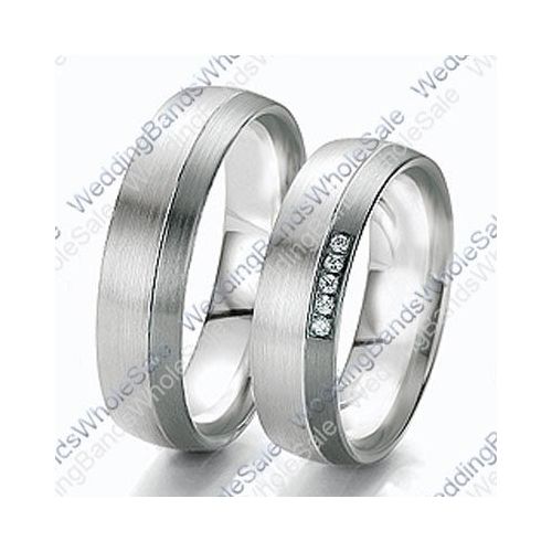 14k White Gold 6mm 0 10ct His And Hers Wedding Rings Set 236