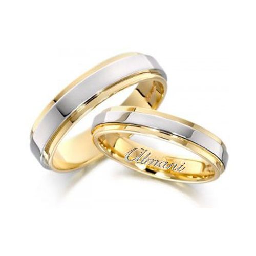 14k Yellow & White Gold His & Hers Two Tone Wedding Band Set 273