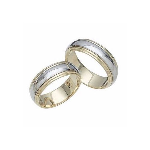 14k Gold His Hers Two Tone Wedding Band Set 026