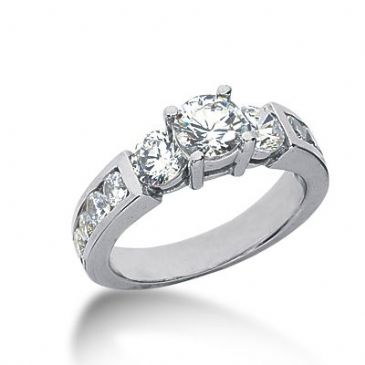 18K Side stone Diamond Engagement Ring   1.81 ctw 2002-ENGSS18K-6025