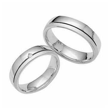 Platinum His & Hers 0.05 ct Diamond 032 Wedding Band Set HH032PLAT