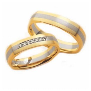 Platinum & 18k His & Hers Two Tone Gold 0.21 ct Diamond 089 Wedding Band Set HH089PLT