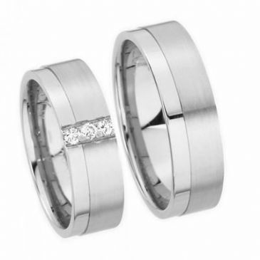 Platinum His & Hers Gold 0.09ctw. Diamond 140 Wedding Band Set HH140PLT