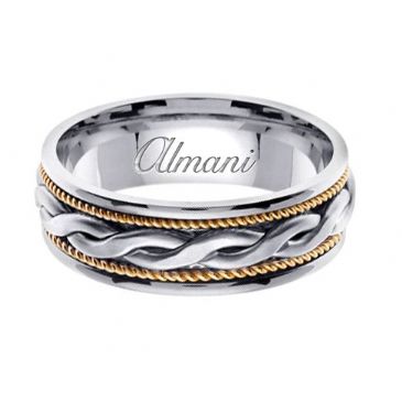 950 Platinum & 18K Gold 7mm Handmade Two Tone Wedding Ring 116 Almani