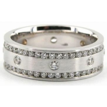 Platinum 950 7mm Diamond Wedding Bands Rings 0894