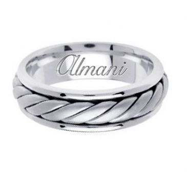 950 Platinum 6.5mm Handmade Wedding Ring 128 Almani