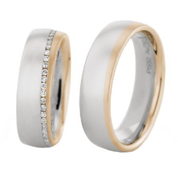 14k Gold His & Hers Two Tone 0.60ctw Diamond Wedding Band Set 206