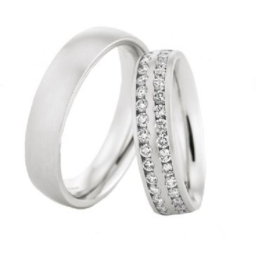 950 Platinum His & Hers 0.72ctw Diamond Wedding Band Set 211