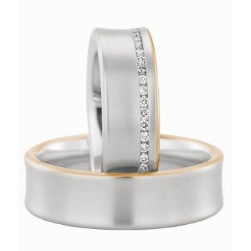 950 Platinum and 18k Gold His & Hers Two Tone 0.35ctw Diamond Wedding Band Set 219