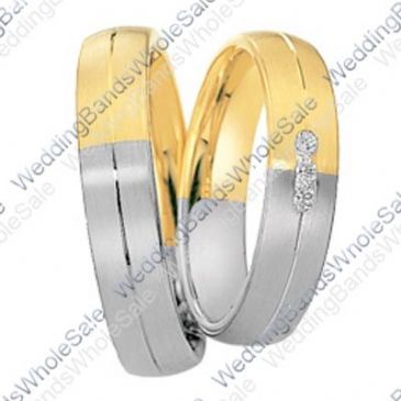 950 Platinum and 18k Yellow Gold 6mm 0.16ct Two Tone His and Hers Wedding Rings Set 233