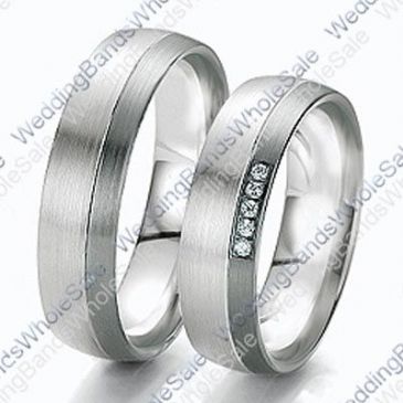 14k White Gold 6mm 0.10ct His and Hers Wedding Rings Set 236