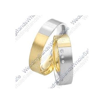 18k White and Yellow Gold 6mm 0.075ct His and Hers Wedding Rings Set 239