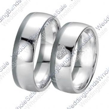 950 Platinum Heart 6mm 0.10ct His and Hers Wedding Rings Set 245