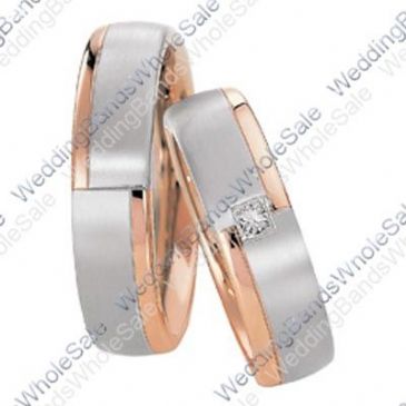 18k White and Rose Gold 6mm 0.05ct His and Hers Wedding Rings Set 248