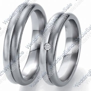 18k White Gold 5mm His & Hers 0.05ctw Diamond Wedding Band Set 258