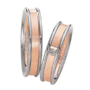 18k Two-Tone Rose & White Gold 5mm His & Hers 0.02ctw Diamond Wedding Band Set 260