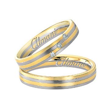 18k Two-Tone Yellow & White Gold 5mm His & Hers 0.06ctw Diamond Wedding Band Set 261