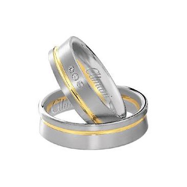 950 Platinum and 18k  Yellow Gold 6mm His & Hers 0.03ctw Diamond Wedding Band Set 263