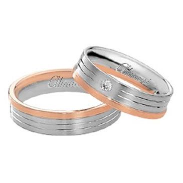 950 Platinum and 18k Rose Gold 6mm His & Hers 0.02ctw Diamond Wedding Band Set 266