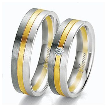 18k Two-Tone Yellow & White Gold 6mm His & Hers 0.02ctw Diamond Wedding Band Set 270