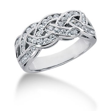 14K White Gold Braided Diamond Anniversary Ring (0.88ctw.)