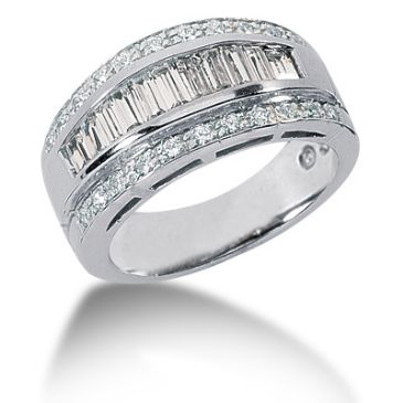 14K Round Brilliant, Baguette Diamond Anniversary Ring (1.41ctw.)