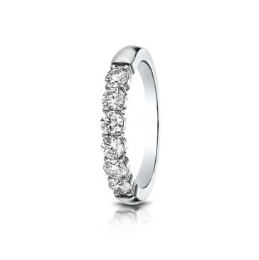 14k White Gold 3mm high polish Shared Prong 6 Stone Diamond Ring (0.66) ctw