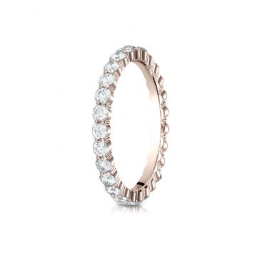 14k Rose Gold 2mm high polish Shared Prong  Diamond Eternity Ring