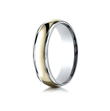 14k Two-Toned 6mm Comfort-Fit High Polished Carved Design Band