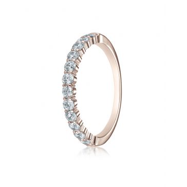 14k Rose Gold 2.5mm high polish Shared Prong 12 Stone Diamond Ring (.48)