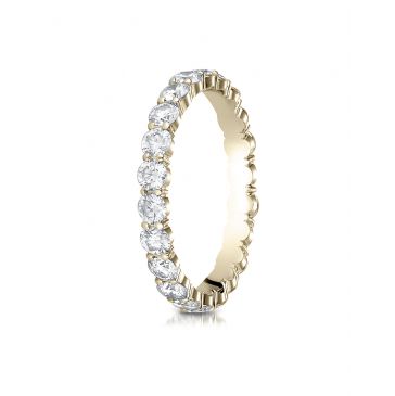 14k Yellow Gold 3mm high polish Shared Prong  Diamond Eternity Ring