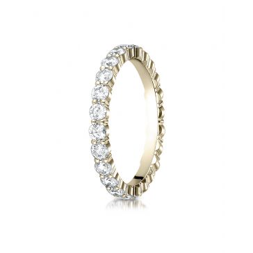 14k Yellow Gold 3mm high polish Shared Prong  Diamond Eternity Ring