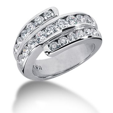 14K Swirled Round Brilliant Diamond Anniversary Ring (1.74ctw.)