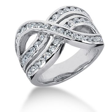 14K Wave Design Round Brilliant Diamond Anniversary Ring (1.68ctw.)