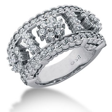 14K Flower Design Round Brilliant Diamond Anniversary Ring (1.29ctw.)