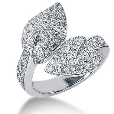 14K Leaf Design Round Brilliant Diamond Anniversary Ring (1.22ctw.)