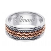 18k Gold 8mm Handmade Two Tone Wedding Ring 168 Almani