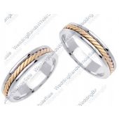 14k Gold 5mm Two Tone Rope His and Hers Wedding Band Set 172