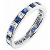 14k Channel-Set 2.00 Carat Diamond & Sapphire Eternity Band